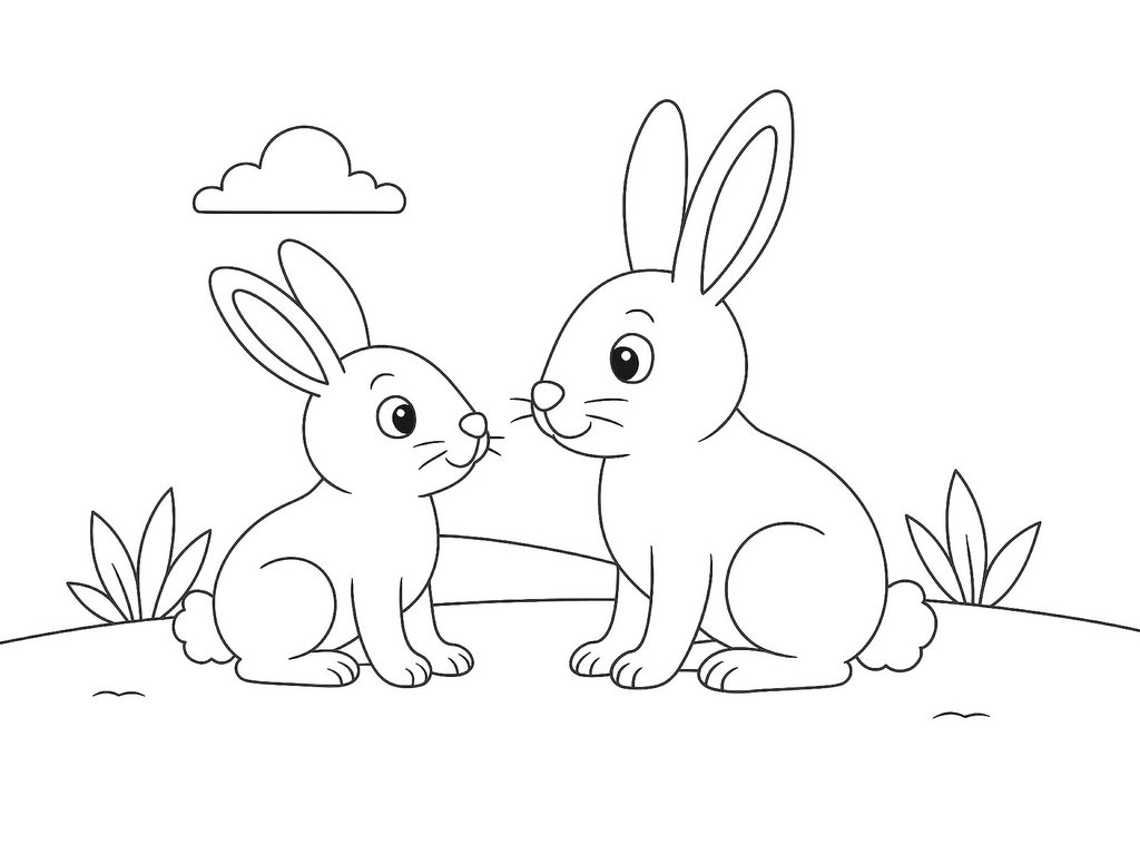 Ausmalbild zwei Hasen