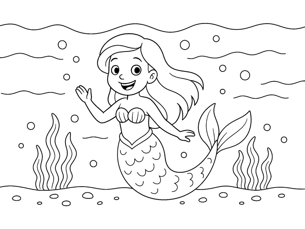 Ausmalbild Meerjungfrau
