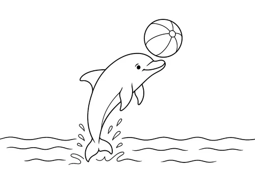 Thumbnail Ausmalbild Defin und Ball