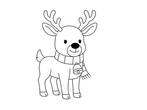 Thumbnail Ausmalbild Weihnachten Rentier mit Schal