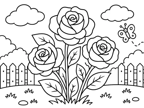 Thumbnail Ausmalbild Blumen Rosen