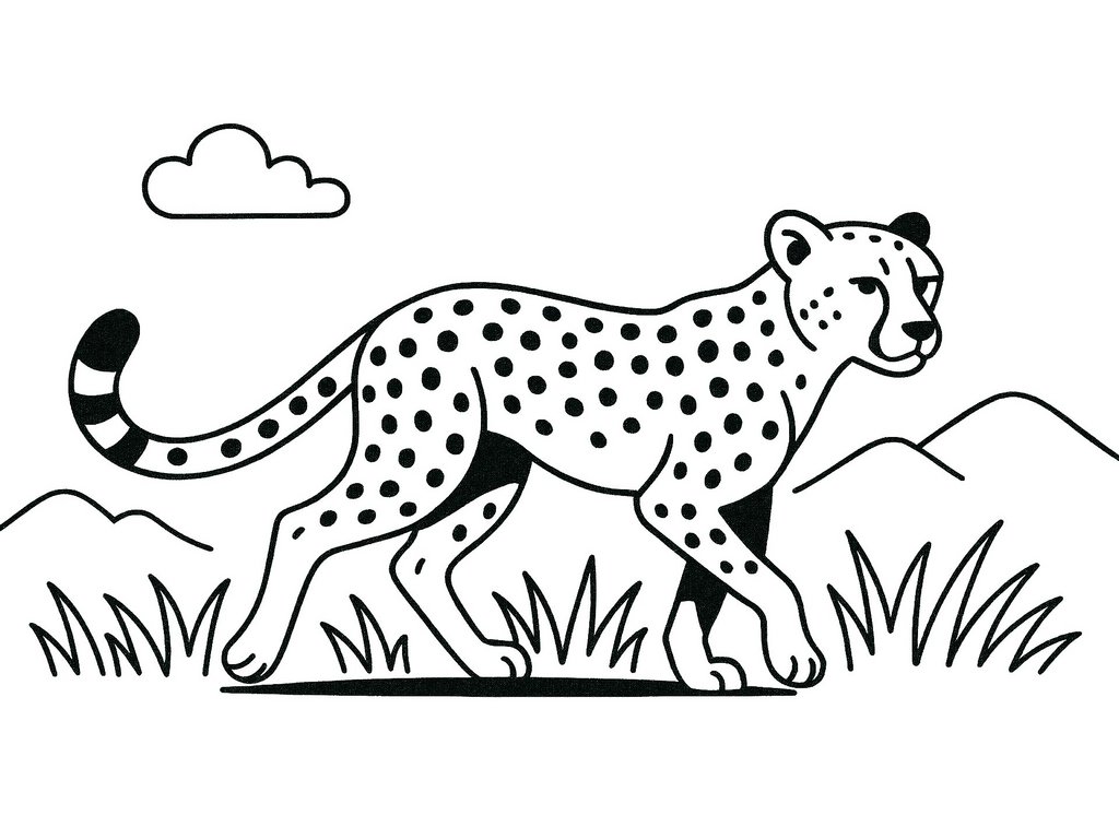 Ausmalbild Gepard laufend