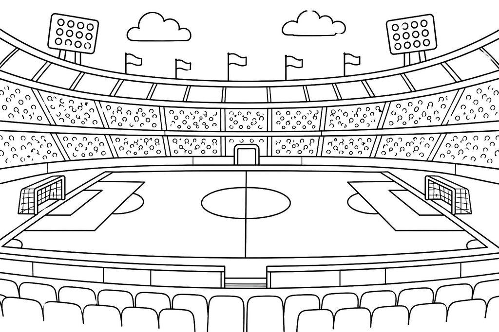 Ausmalbild Sport Fussball Fussballstadion