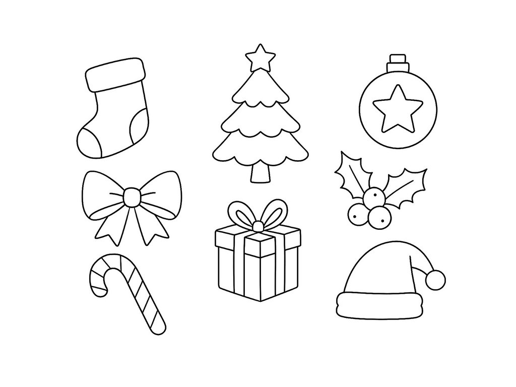 Ausmalbild Weihnachten Symbole