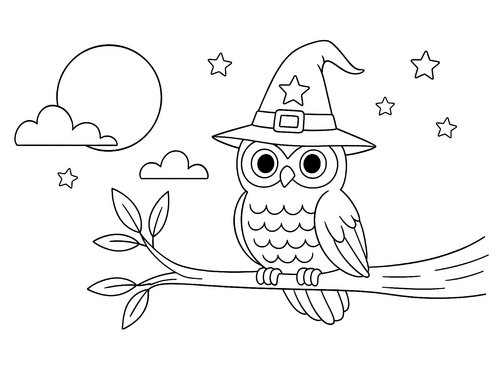 Thumbnail Ausmalbild Halloween Zaubereule