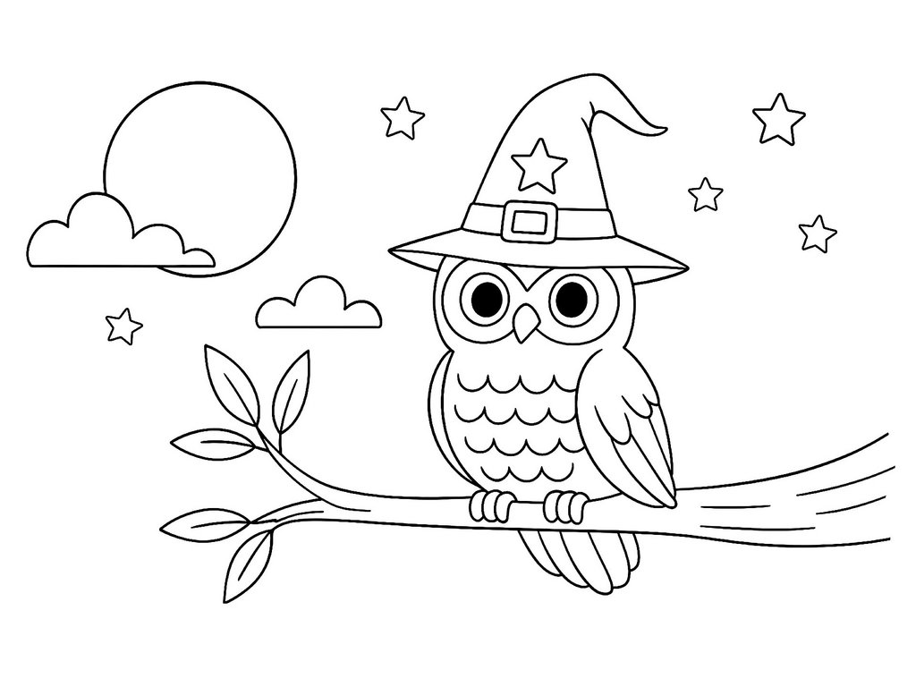 Ausmalbild Halloween Zaubereule