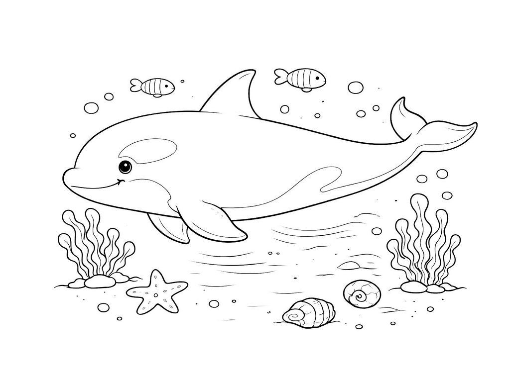 Ausmalbild Wal Orca Profil