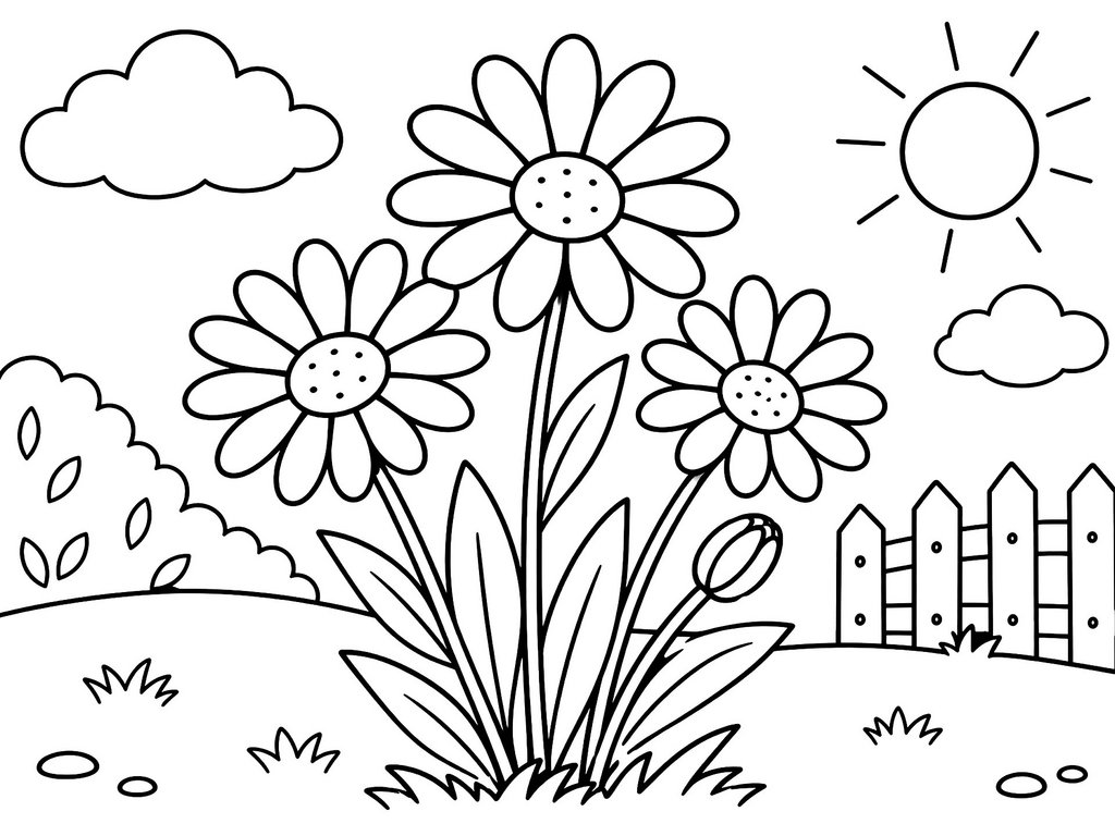 Ausmalbild Blumen Gänseblümchen