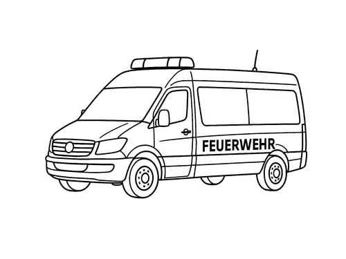 Thumbnail Ausmalbild Einsatzfahrzeug Feuerwehr
