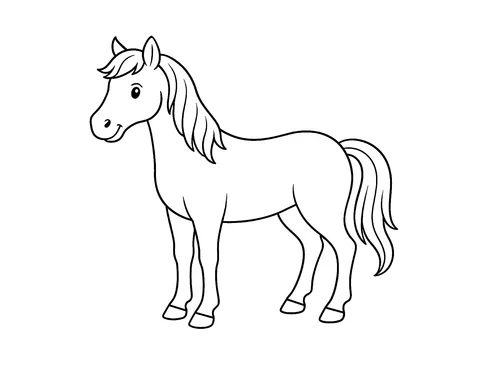 Thumbnail Ausmalbild Pferd einfach