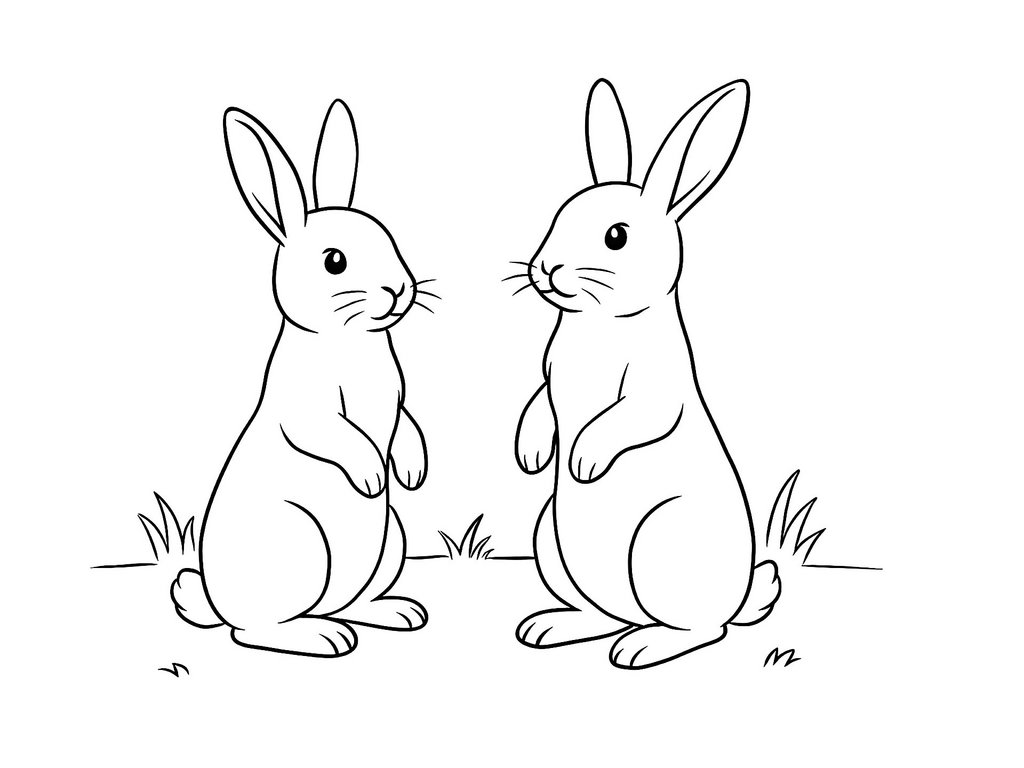 Ausmalbild Hasen stehend