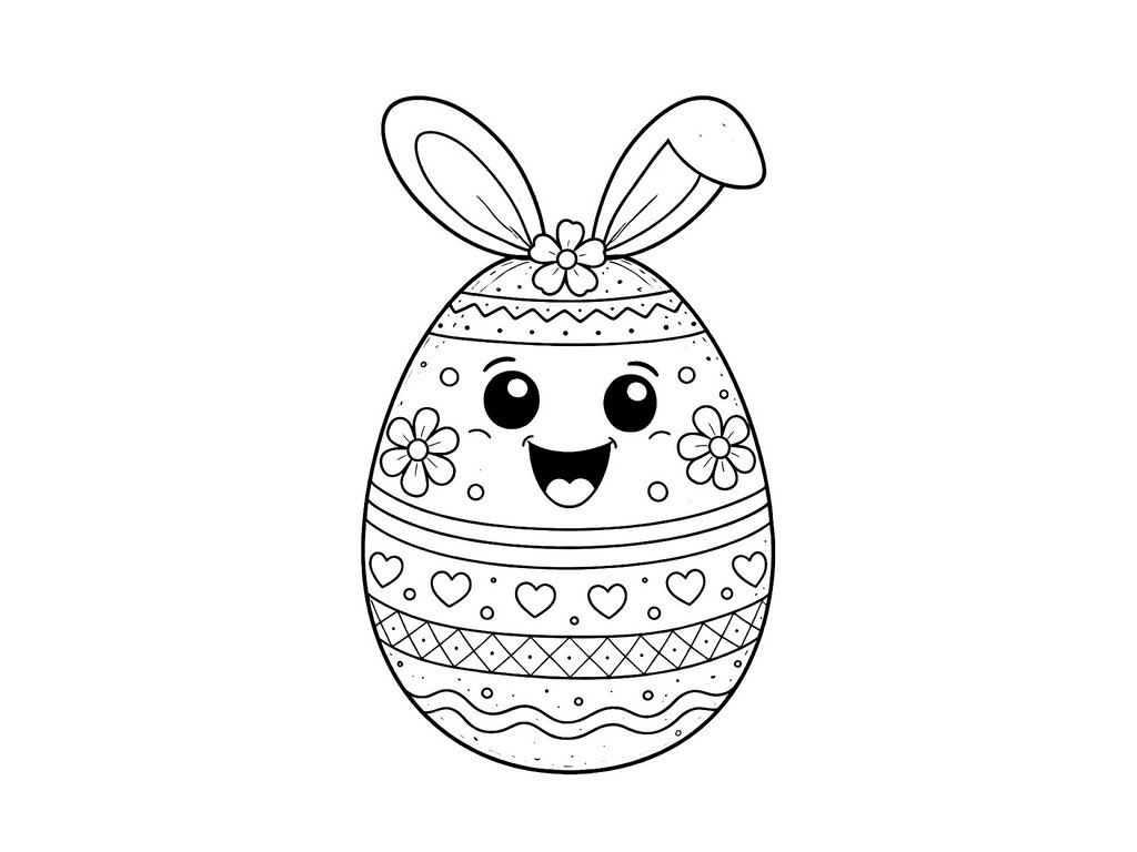 Ausmalbild Ostern Osterei lustig 1