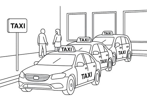 Thumbnail Ausmalbild Taxistand