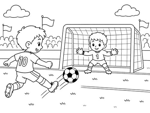 Thumbnail Ausmalbild Sport Fussball Torschuss 1