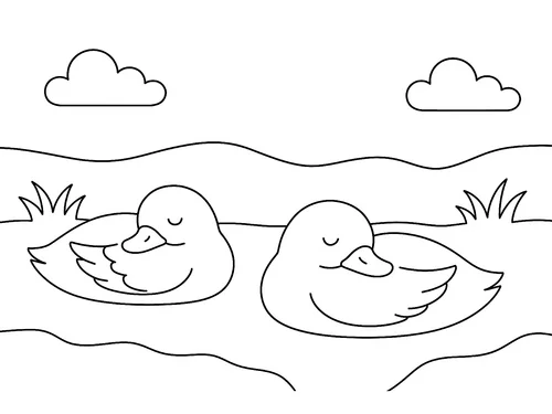 Thumbnail Ausmalbild schlafende Enten