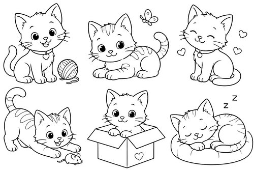 Thumbnail Ausmalbild Katze Katzenleben
