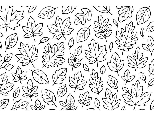 Thumbnail Ausmalbild Herbst viele Herbstblätter