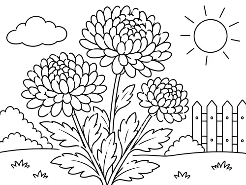 Thumbnail Ausmalbild Blumen Chrysanthemen