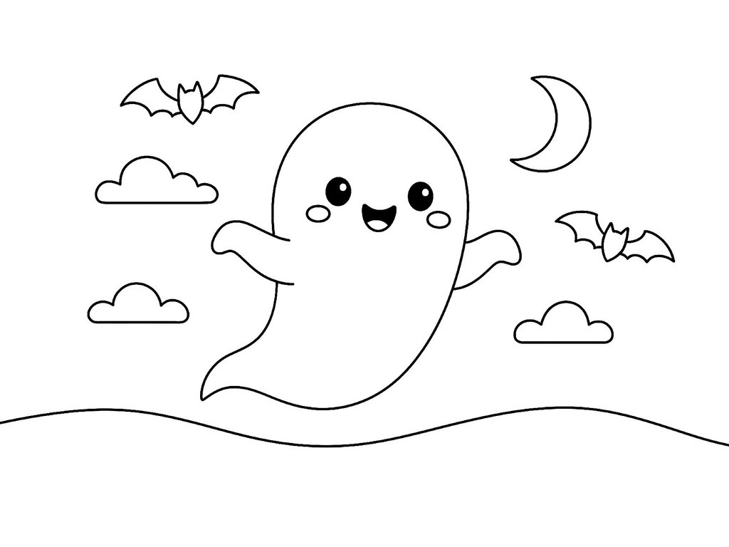 Ausmalbild Halloween Gespenst