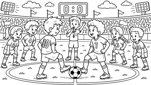 Thumbnail Ausmalbild Sport Fussball Anstoss 2