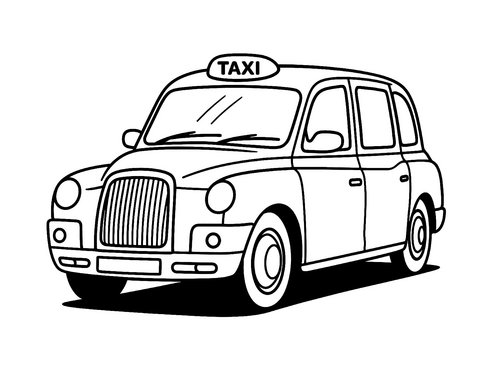 Thumbnail Ausmalbild Taxi Black Cab