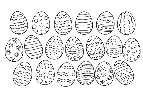 Thumbnail Ausmalbild Ostern verschiedene Ostereier