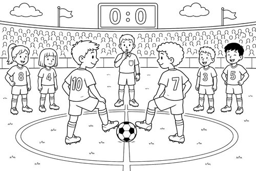 Thumbnail Ausmalbild Sport Fussball Anstoss