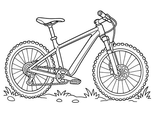 Thumbnail Ausmalbild Fahrrad Mountainbike