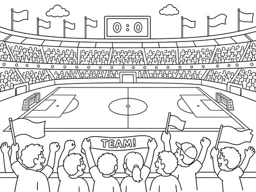 Thumbnail Ausmalbild Sport Fussball Stadion