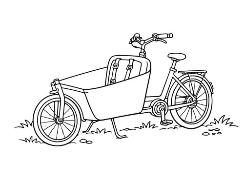 Thumbnail Ausmalbild Fahrrad Lastenfahrrad