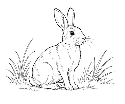Thumbnail Ausmalbild Hase wachsamer Hase